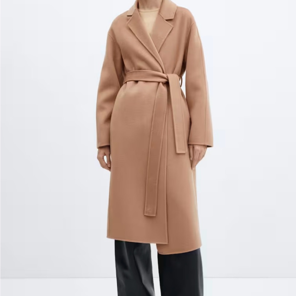 Mango Camel Belted Wool-Blend Pea Coat - Picture 5 of 6